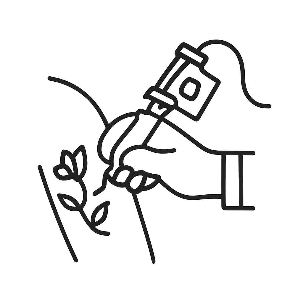 An illustration of a person's hand holding a small plant with a ashtray above the plant. The background has a dark tone an...